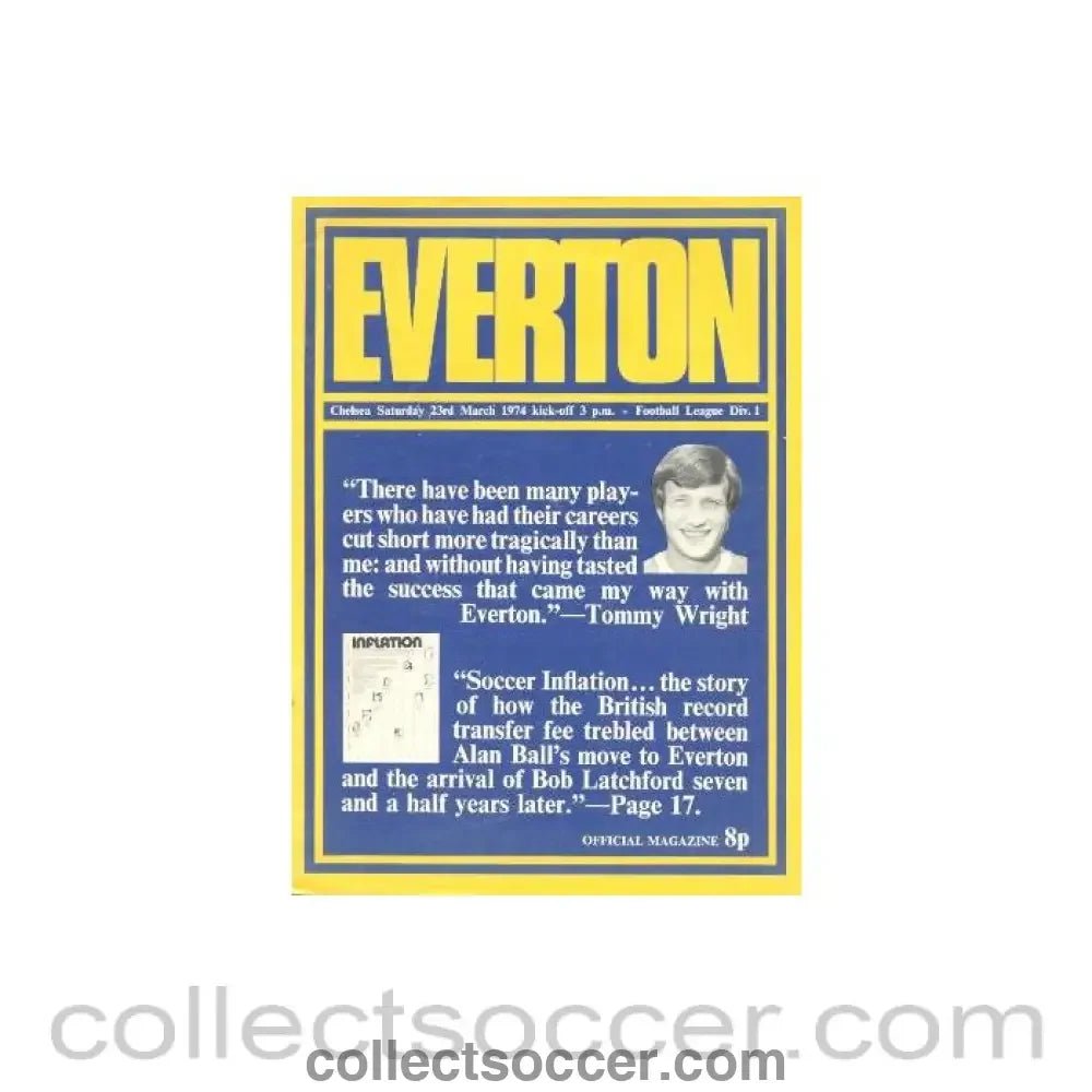 1974 - Everton vChelsea official programme 23/03/1974 - Collect Soccer