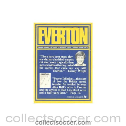 1974 - Everton vChelsea official programme 23/03/1974 - Collect Soccer