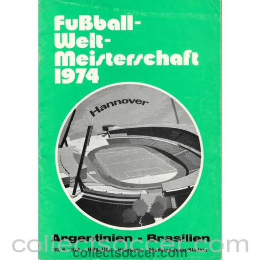 1974 - 1974 Football World Cup Argentina v Brasil Programme Stadium Cover - Collect Soccer