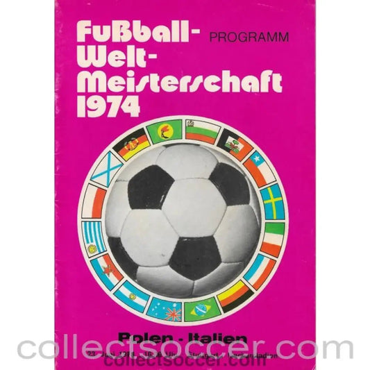 1974 - 1974 Football World Cup Poland v Italy Programme - Collect Soccer