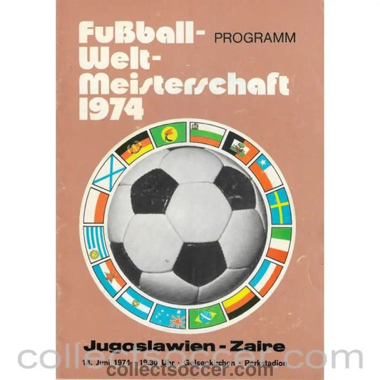 1974 - 1974 Football World Cup Yugoslavia v Zaire Programme - Collect Soccer