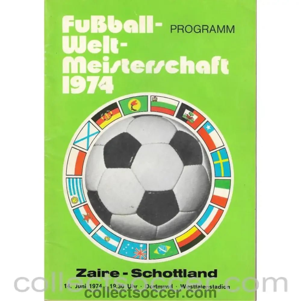 1974 - 1974 Football World Cup Zaire v Scotland Programme - Collect Soccer