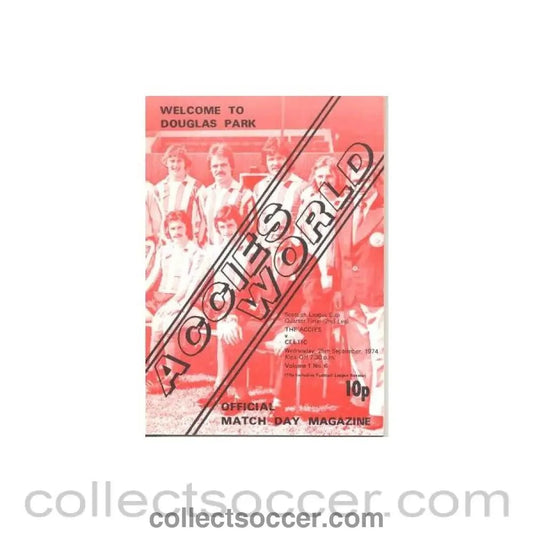 1974 - Hamilton Academical (Accies) v Celtic official programme 25/09/1974 Scottish League Cup Quarter - Final - Collect Soccer