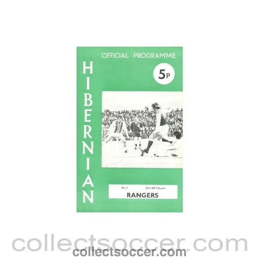 1974 - Hibernian v Glasgow Rangers official programme 31/07/1974 Drybrough Cup Semi - Final - Collect Soccer
