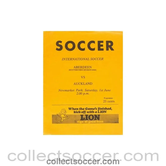 1974 In New Zealand - Auckland v Aberdeen official programme 01/06/1974 - Collect Soccer