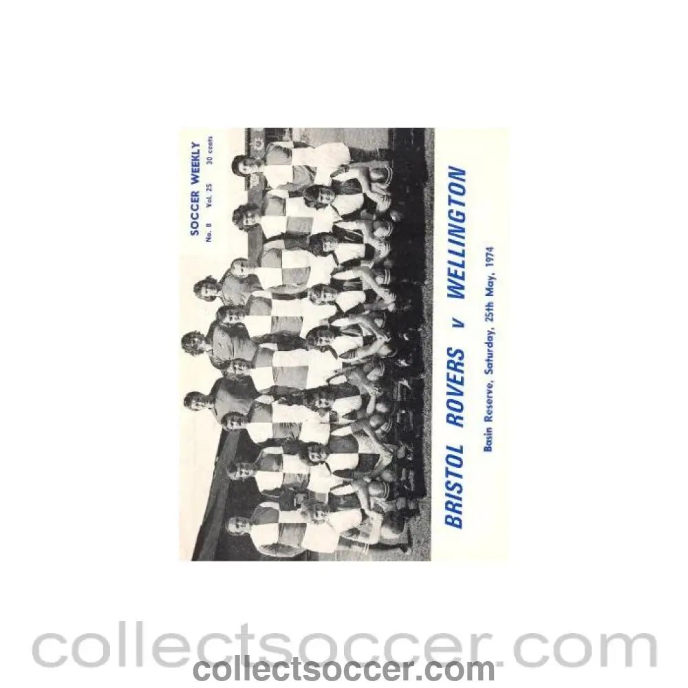1974 - In New Zealand - Wellington v Bristol Rovers official programme 25/05/1974 - Collect Soccer