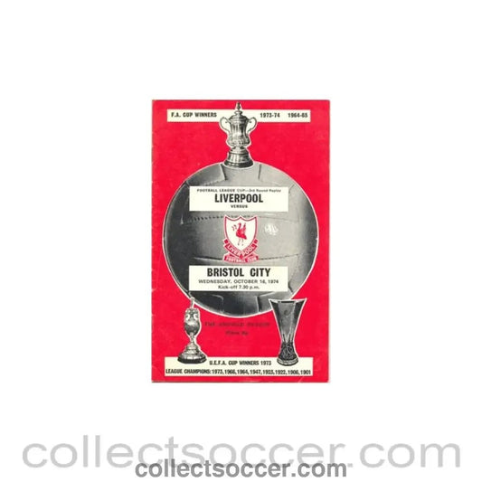 1974 - Liverpool v Bristol City official programme 16/10/1974 - Collect Soccer