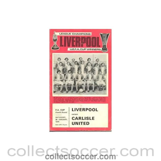 1974 - Liverpool v Carlisle United official programme 26/01/1974 - Collect Soccer
