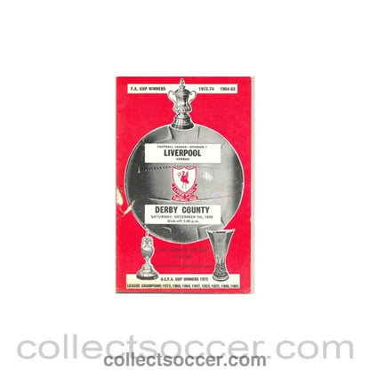 1974 - Liverpool v Derby County official programme 07/12/1974 - Collect Soccer