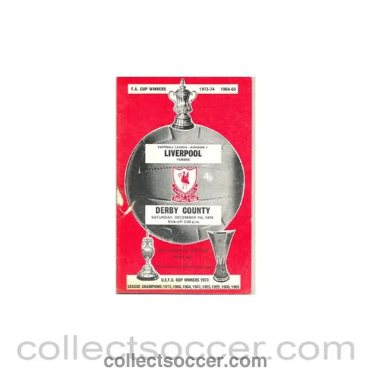 1974 - Liverpool v Derby County official programme 07/12/1974 - Collect Soccer