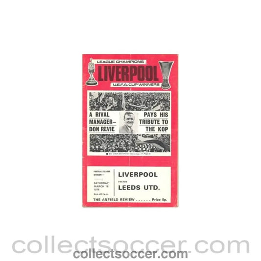 1974 - Liverpool v Leeds United official programme 16/03/1974 - Collect Soccer