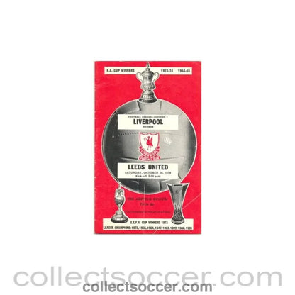 1974 - Liverpool v Leeds United official programme 26/10/1974 - Collect Soccer