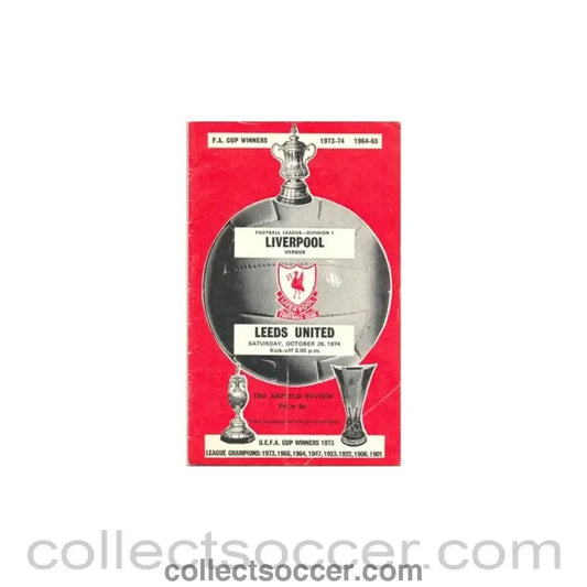 1974 - Liverpool v Leeds United official programme 26/10/1974 - Collect Soccer