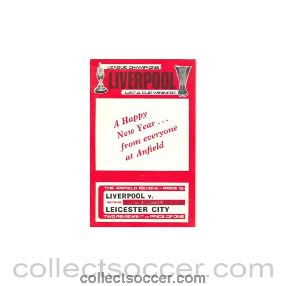 1974 - Liverpool v Leicester City official programme 01/01/1974 - Collect Soccer