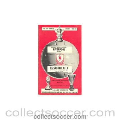 1974 - Liverpool v Leicester City official programme 24/08/1974 - Collect Soccer