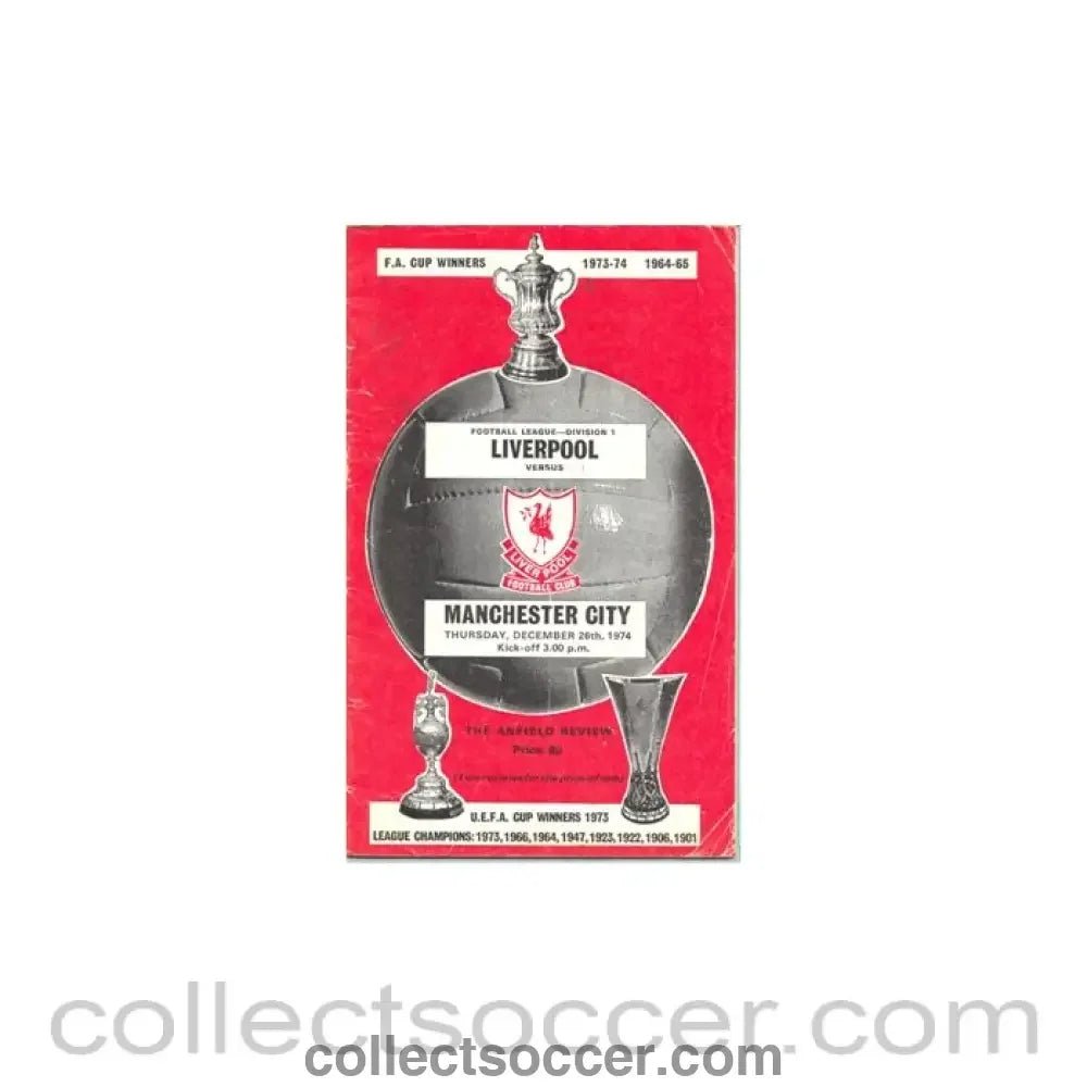 1974 - Liverpool v Manchester City official programme 26/12/1974 - Collect Soccer