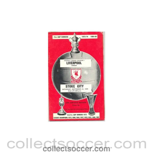 1974 - Liverpool v Stoke City official programme 21/09/1974 - Collect Soccer