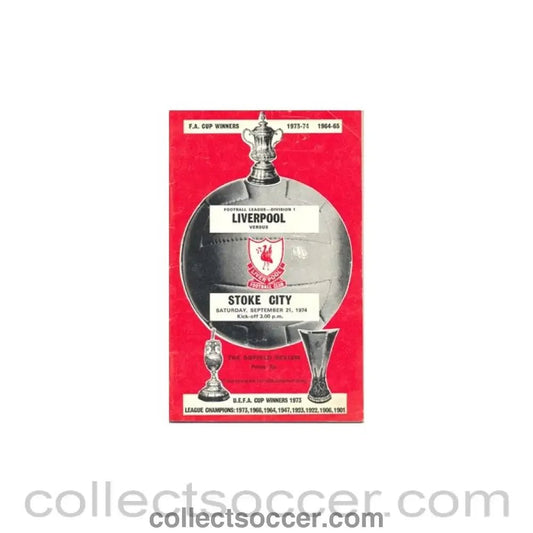 1974 - Liverpool v Stoke City official programme 21/09/1974 - Collect Soccer