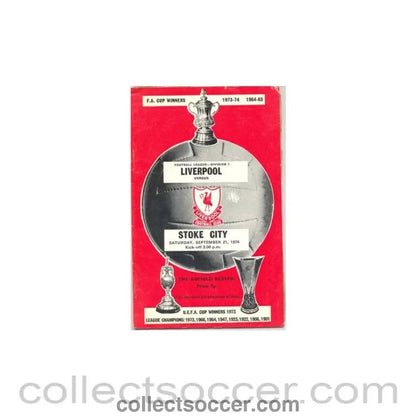 1974 - Liverpool v Stoke City official programme 21/09/1974 - Collect Soccer