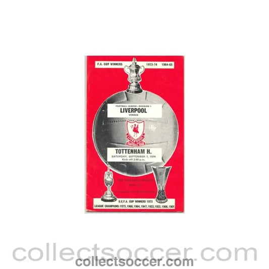 1974 - Liverpool v Tottenham Hotspur official programme 07/09/1974 - Collect Soccer