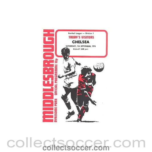 1974 - Middlesbrough vChelsea official programme 07/09/1974
