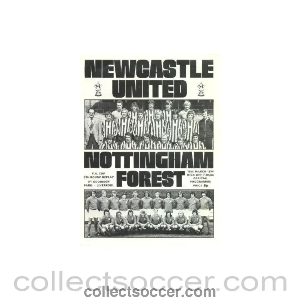 1974 - Newcastle United v Nottingham Forest official programme 18/03/1974 - Collect Soccer