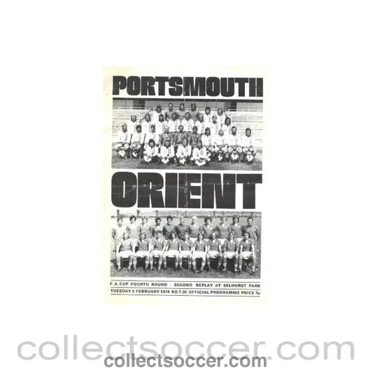 1974 - Portsmouth v Orient official programme 05/02/1974 - Collect Soccer