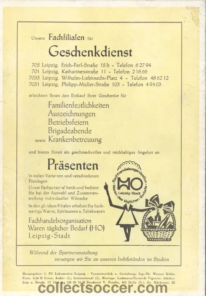1974 UEFA CUP Semi Final Lokomotive Leipzig v Tottenham Hotspur Programme