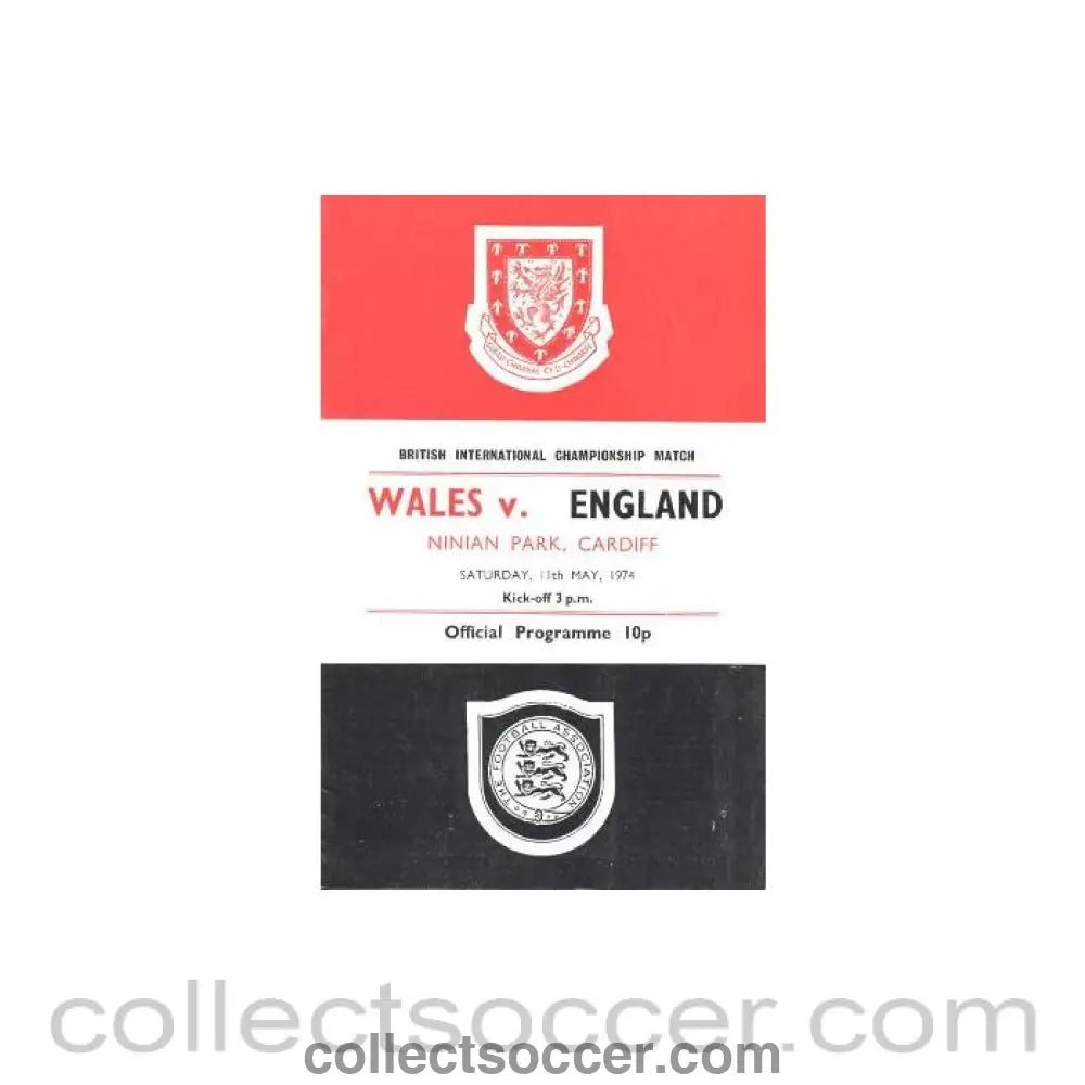 1974 - Wales v England official programme 11/05/1974 - Collect Soccer