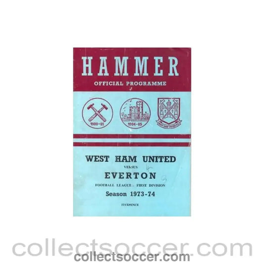 1974 - West Ham United v Everton official programme 16/02/1974 - Collect Soccer