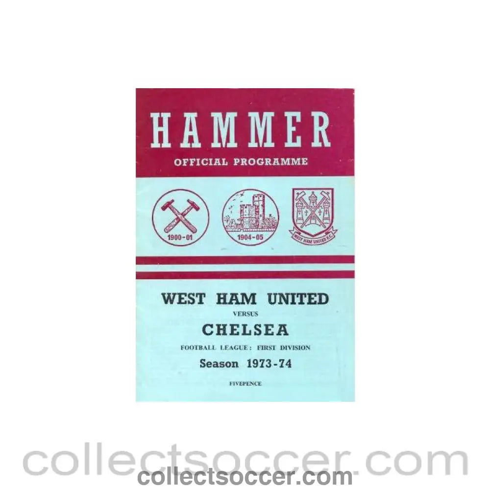 1974 - West Ham United vChelsea official programme 02/03/1974