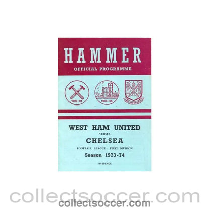 1974 - West Ham United vChelsea official programme 02/03/1974