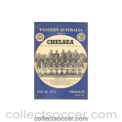 1974 - Western Australia vChelsea official programme 26/05/1974