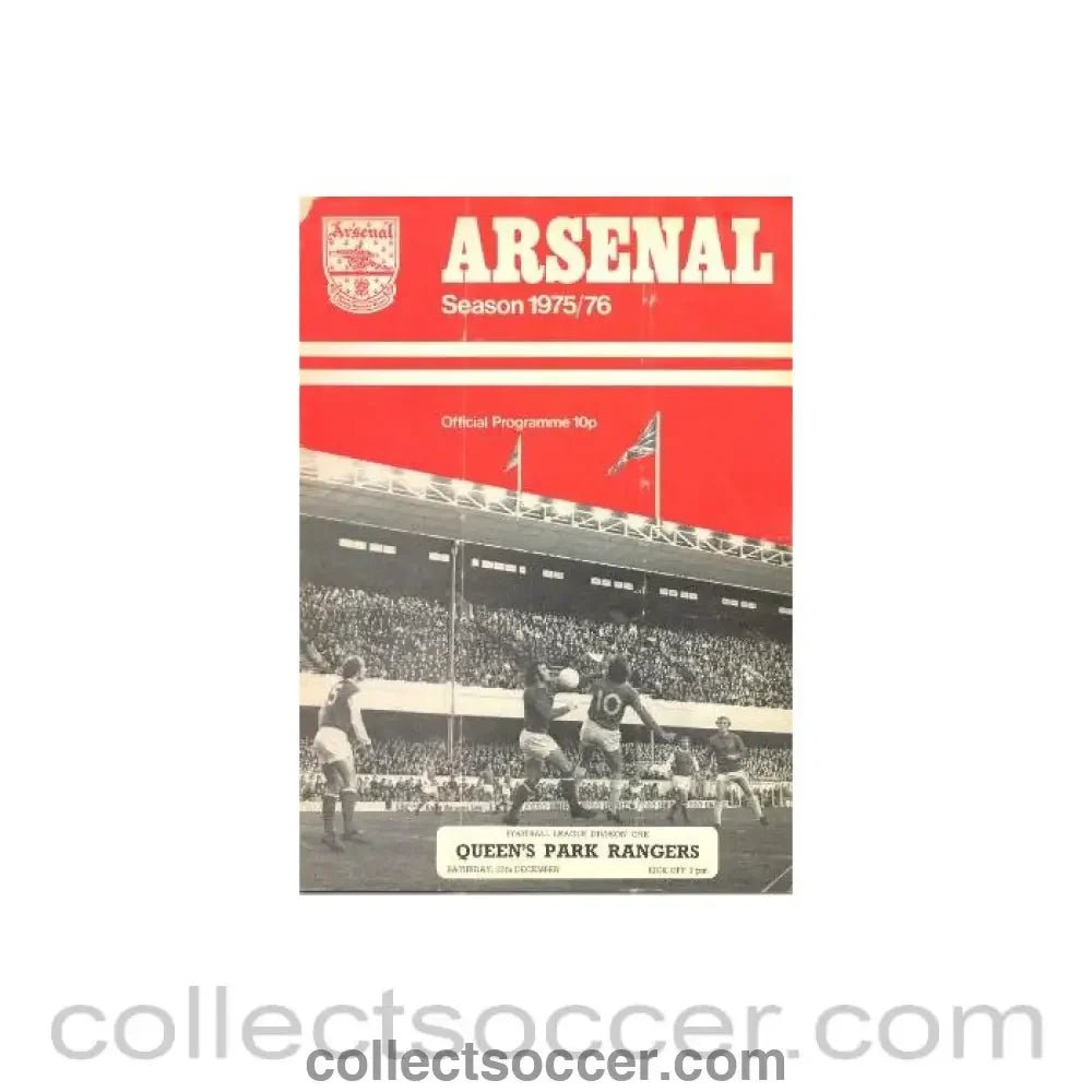 1975 - Arsenal v Queen's Park Rangers official programme 27/12/1975 - Collect Soccer