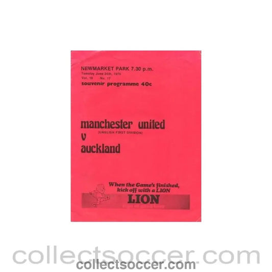 1975 - Auckland v Manchester United official programme 24/06/1975 - Collect Soccer