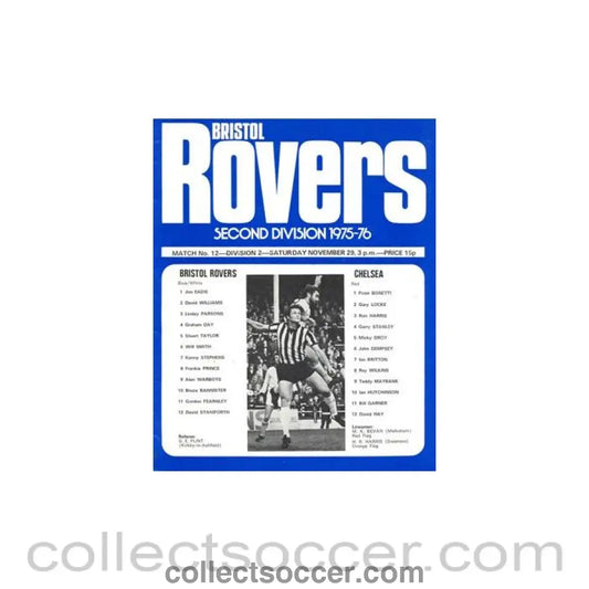 1975 - Bristol Rovers vChelsea official programme 29/11/1975