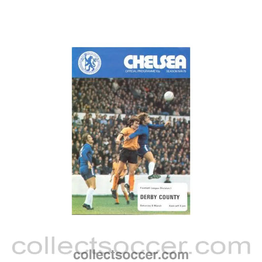 1975 - Chelsea v Derby County official programme 08/03/1975