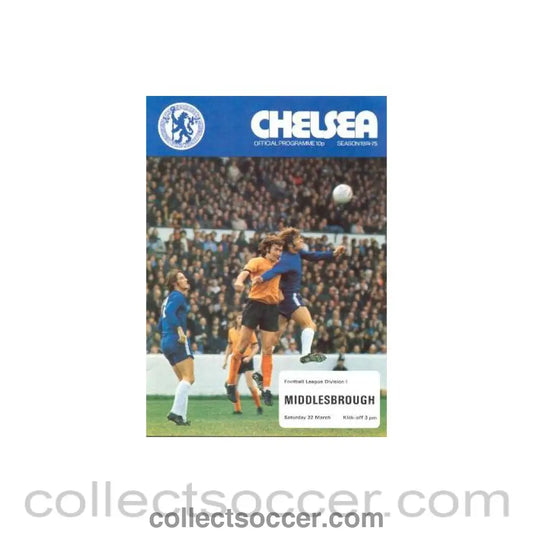 1975 - Chelsea v Middlesbrough official programme 22/03/1975