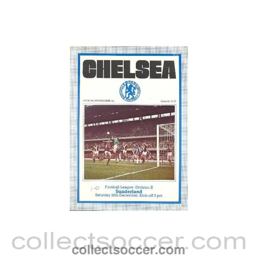 1975 - Chelsea v Sunderland official programme 20/12/1975 - Collect Soccer
