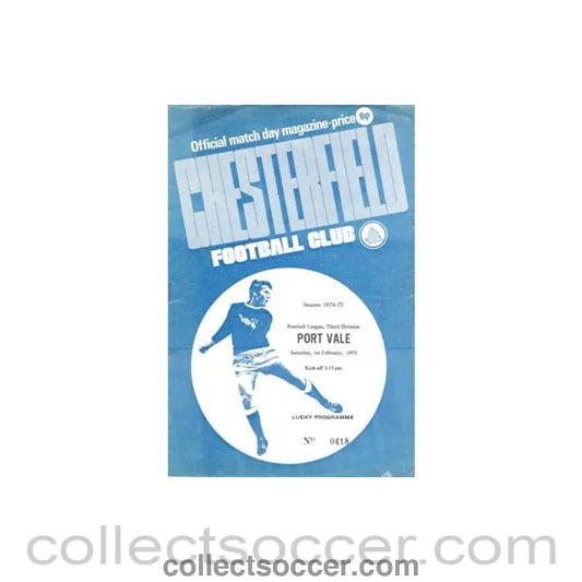 1975 - Chesterfield v Port Vale official programme 01/02/1975 Football League - Collect Soccer