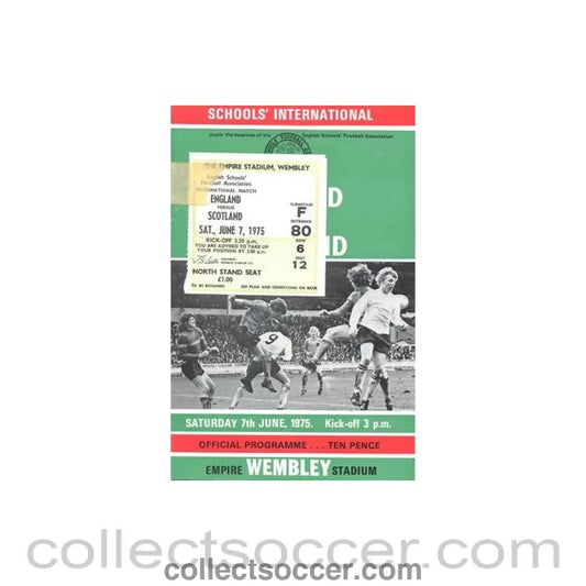 1975 England v Scotland official programme 07/06/1975 with two tickets - Collect Soccer