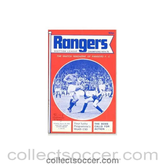 1975 - Glasgow Rangers v Celtic official programme 30/08/1975 Scottish League - Collect Soccer