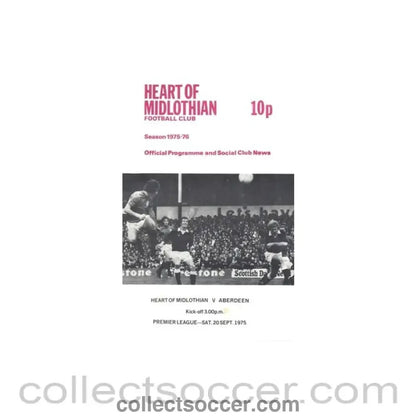 1975 - Heart of Midlothian v Aberdeen official programme 20/09/1975 - Collect Soccer