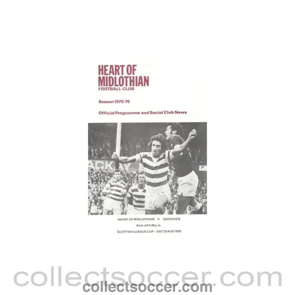 1975 - Heart of Midlothian v Aberdeen official programme 23/08/1975 - Collect Soccer