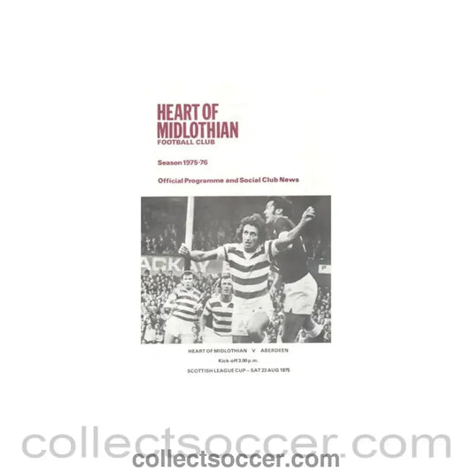 1975 - Heart of Midlothian v Aberdeen official programme 23/08/1975 - Collect Soccer