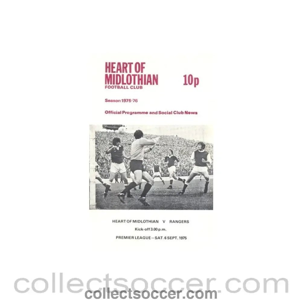 1975 - Heart of Midlothian v Rangers official programme 06/09/1975 - Collect Soccer