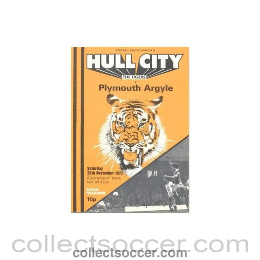 1975 - Hull City v Plymouth Argyle official programme 29/11/1975 Football League - Collect Soccer