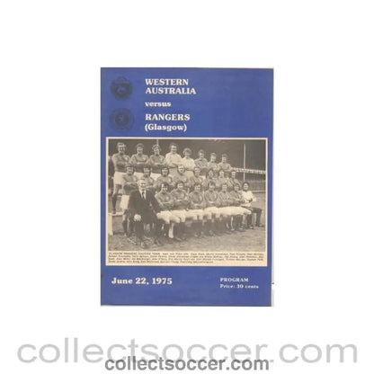 1975 - In Australia - Western Australia v Glasgow Rangers official programme 22/06/1975 - Collect Soccer