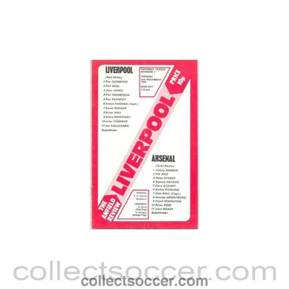 1975 - Liverpool v Arsenal official programme 02/12/1975 - Collect Soccer
