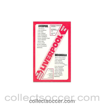 1975 - Liverpool v Birmingham official programme 11/10/1975 - Collect Soccer